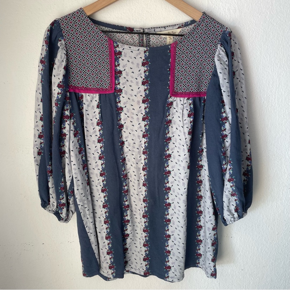 Matilda Jane A Quick Getaway Floral Polka Dot Top Size XS